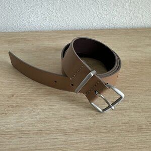 Something Navy Brown leather belt with silver hardware